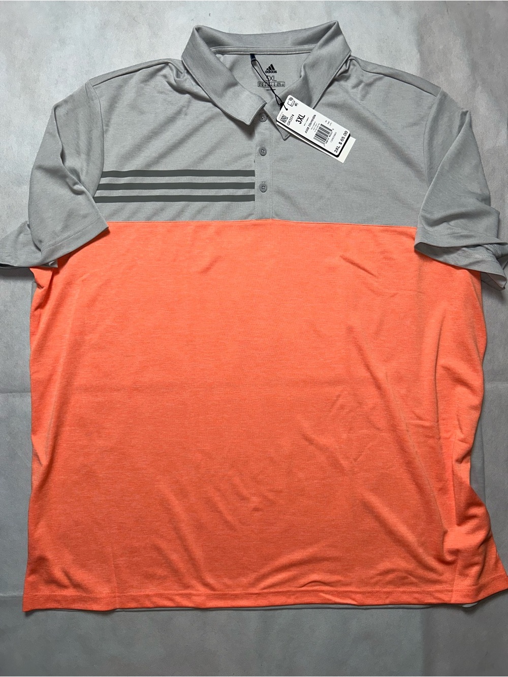 Adidas grey and orange short sleeve polo size 3XL NWT